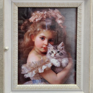 Portachiavi con bimba e gattino