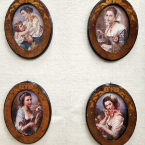 4 stampe ovali con cornice radica