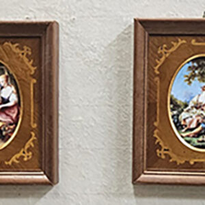 4 stampe in cornici intarsiate