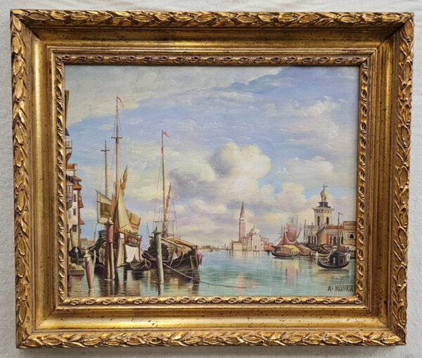 Dipinto scorcio del canale di Venezia