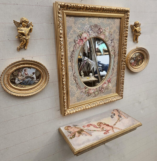 Completo specchio oro con mensolina - immagine 4