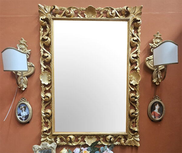 Completo con specchio intaglio a cartoccio