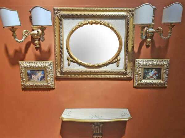 Completo con specchio oro e avorio