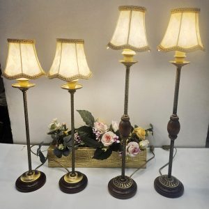 4 lampade noce e ottone