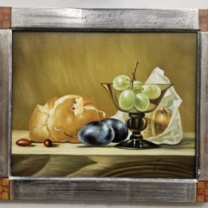 Dipinto natura morta in cornice argento vero